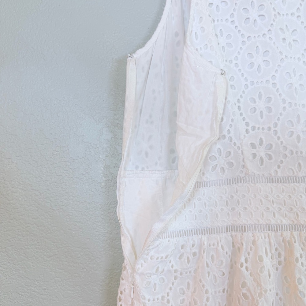 1901 Cotton White Eyelet Cottagecore Button Up Sleeveless Bohemian Midi Dress 12 - Picture 6 of 13